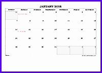 2018 excel monthly calendar with notes