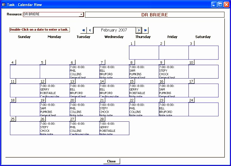 calendar format database
