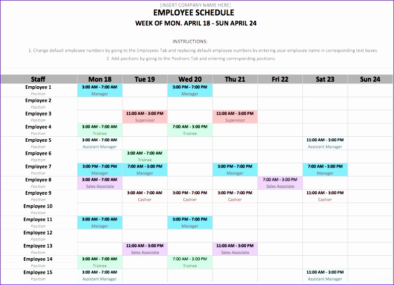 12 steps to a microsoft excel employee shift schedule
