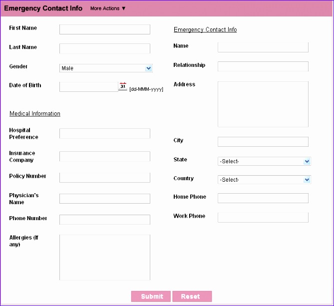 6 emergency contact template