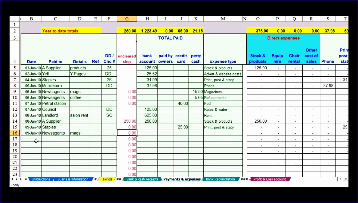 basic bookkeeping spreadsheet 1164662