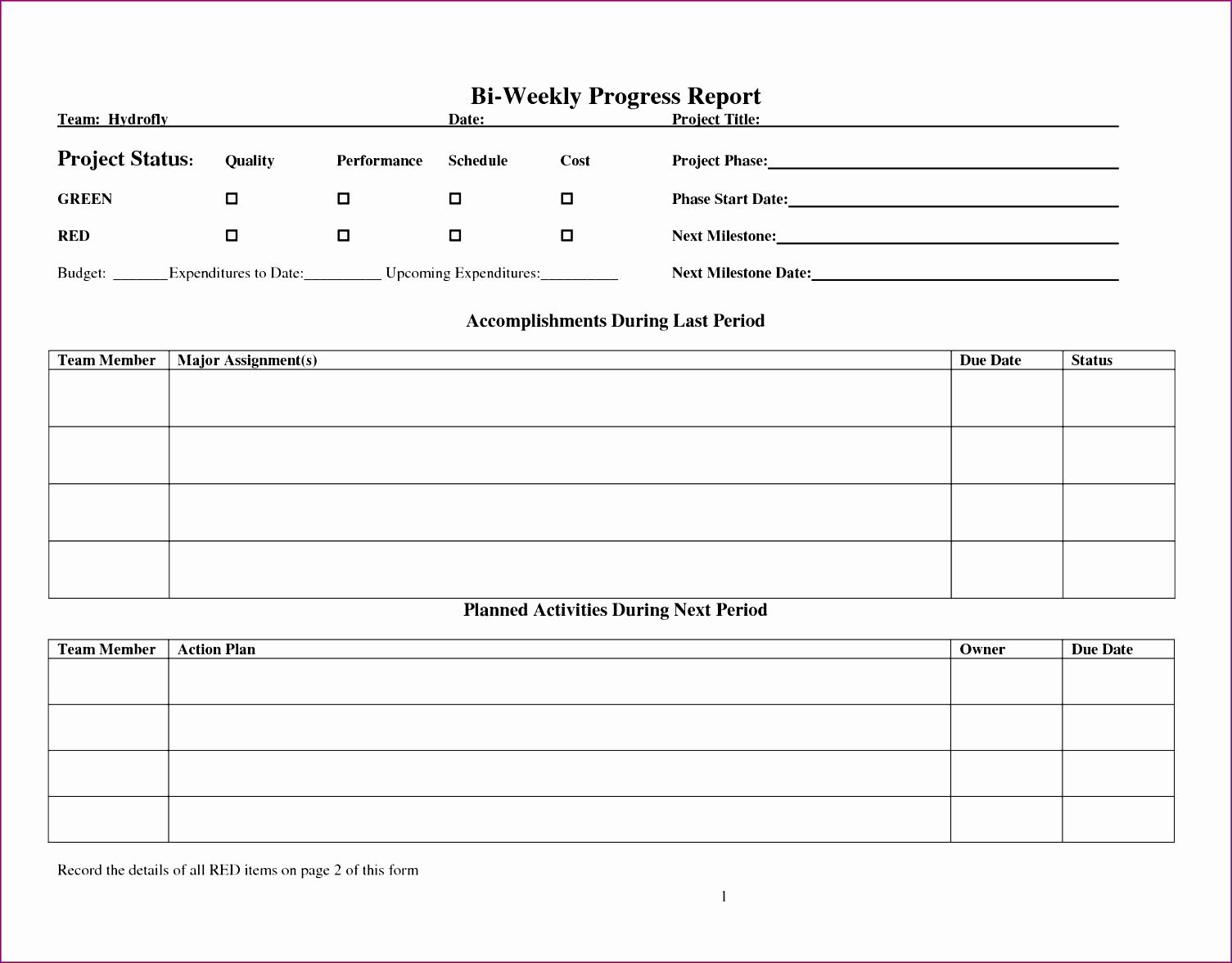 bi weekly progress report template sheet sample 15051176