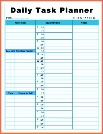 daily planner template word 338439