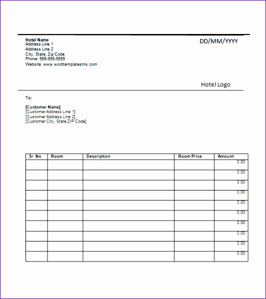 hotel invoice template excel 1782 532598