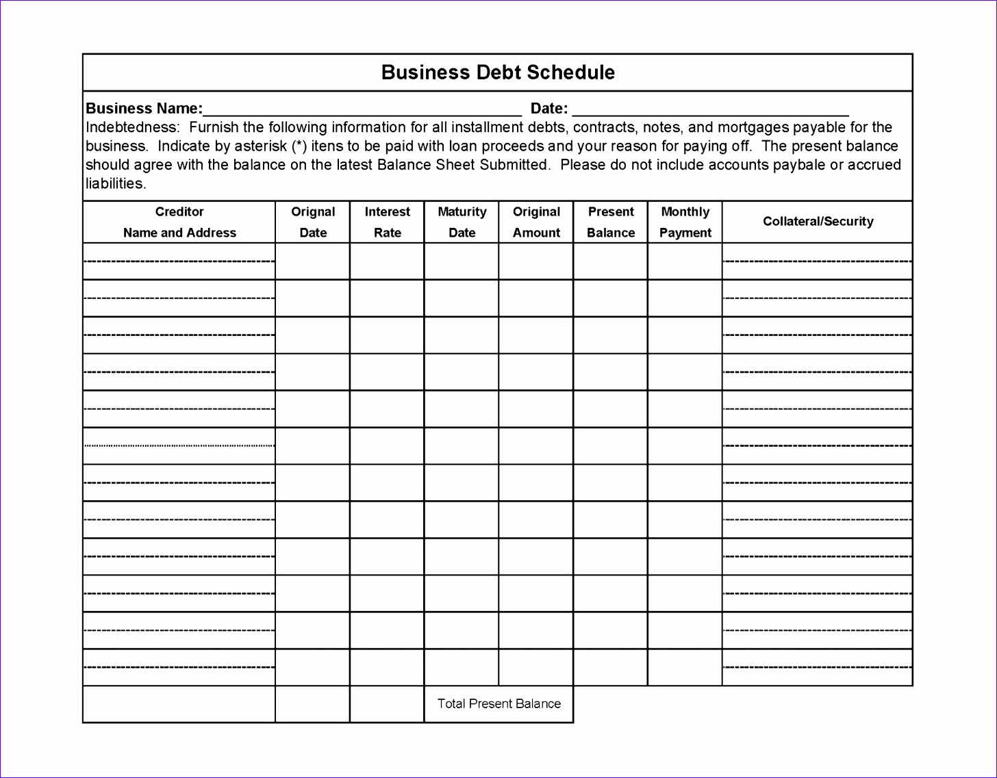 business debt schedule 14561137
