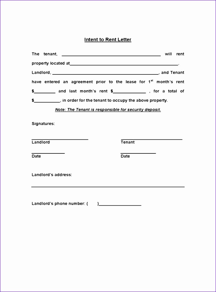 intent to rent form 698942