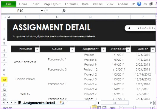 free assignment schedule tracker excel 527368