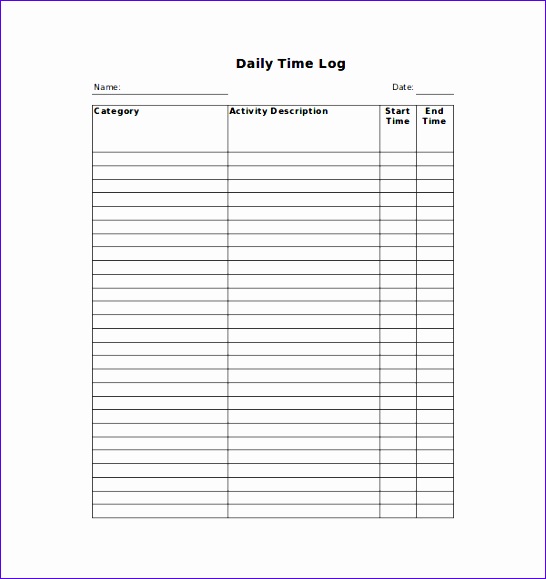 Time Log Templates College Daily Time Log Template Time 065j5 time log templates 546579