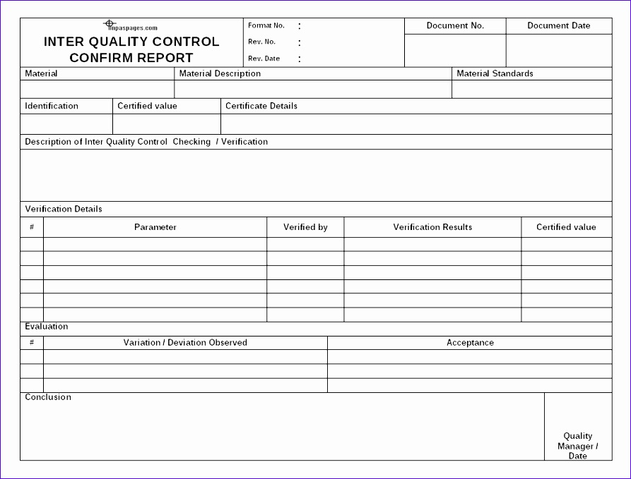 quality report format in excel sample 893679