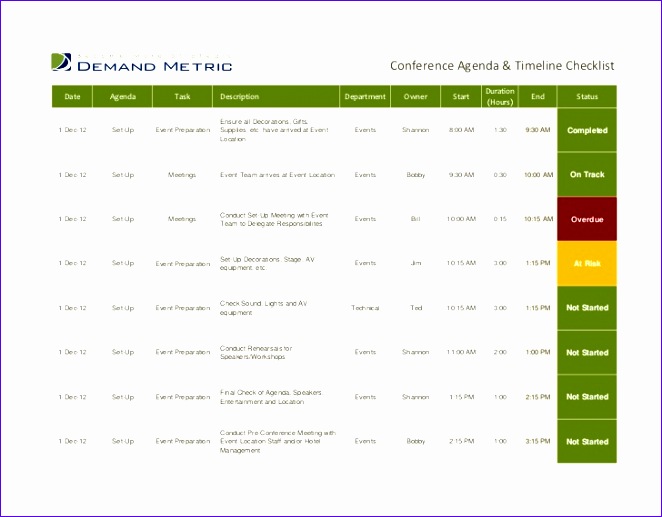 conference agenda timeline checklist 662517