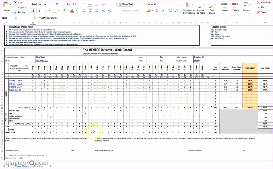 excel timesheet template with formulas 892552