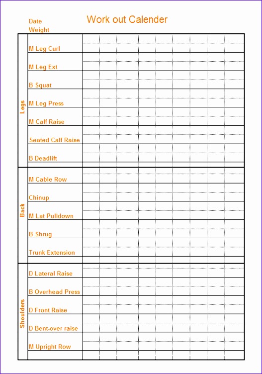 blank weekly workout schedule template 527752