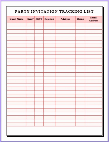 party invitation tracking list template 373483