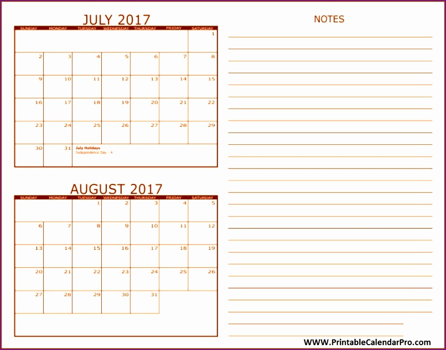 july and august 2017 two months free calendar template