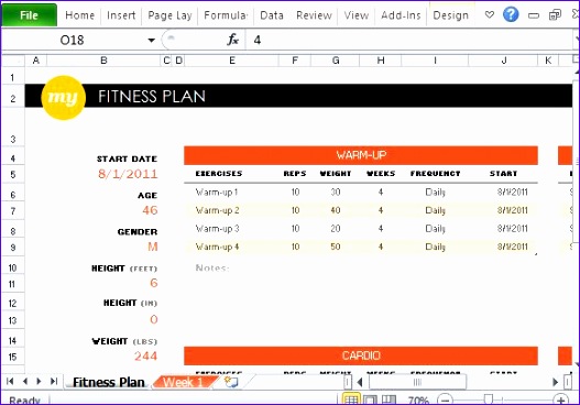 free fitness plan maker excel
