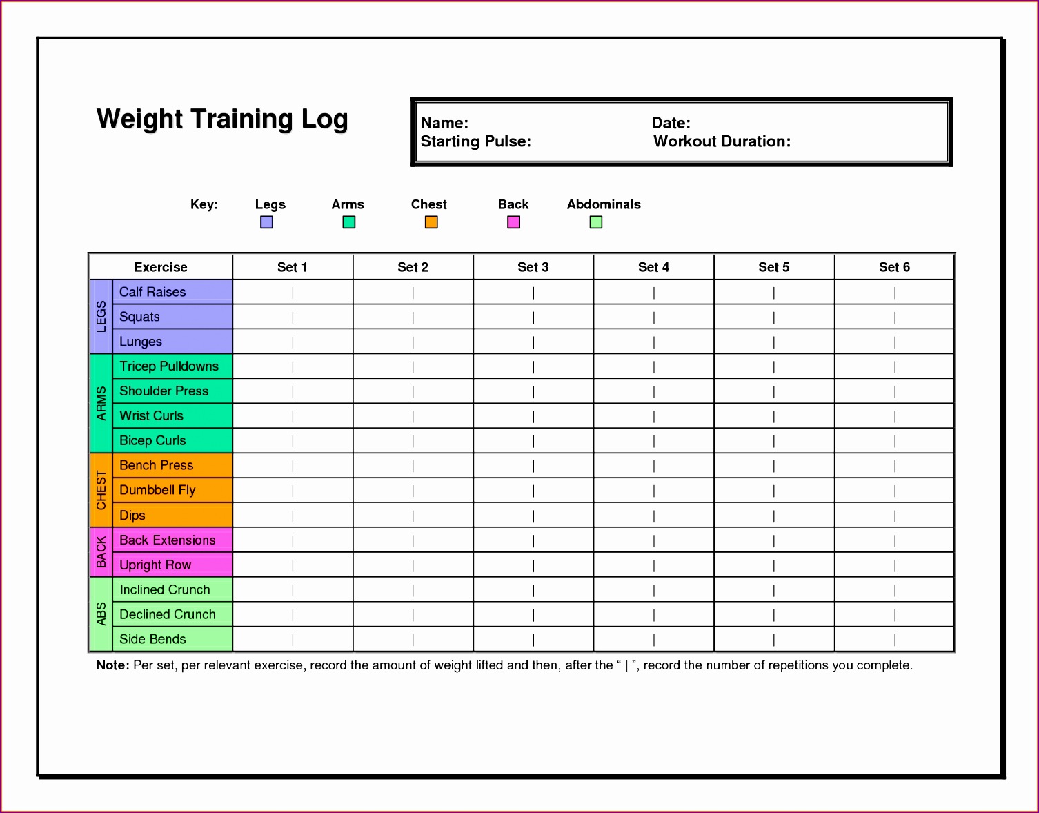 6 excel workout template 15061178