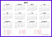 2017 Yearly Calendar Template Excel 200144