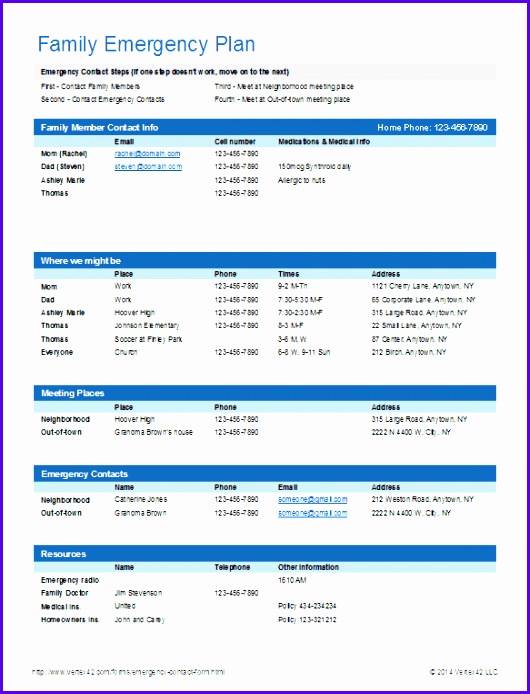 Emergency Contact Form 530694