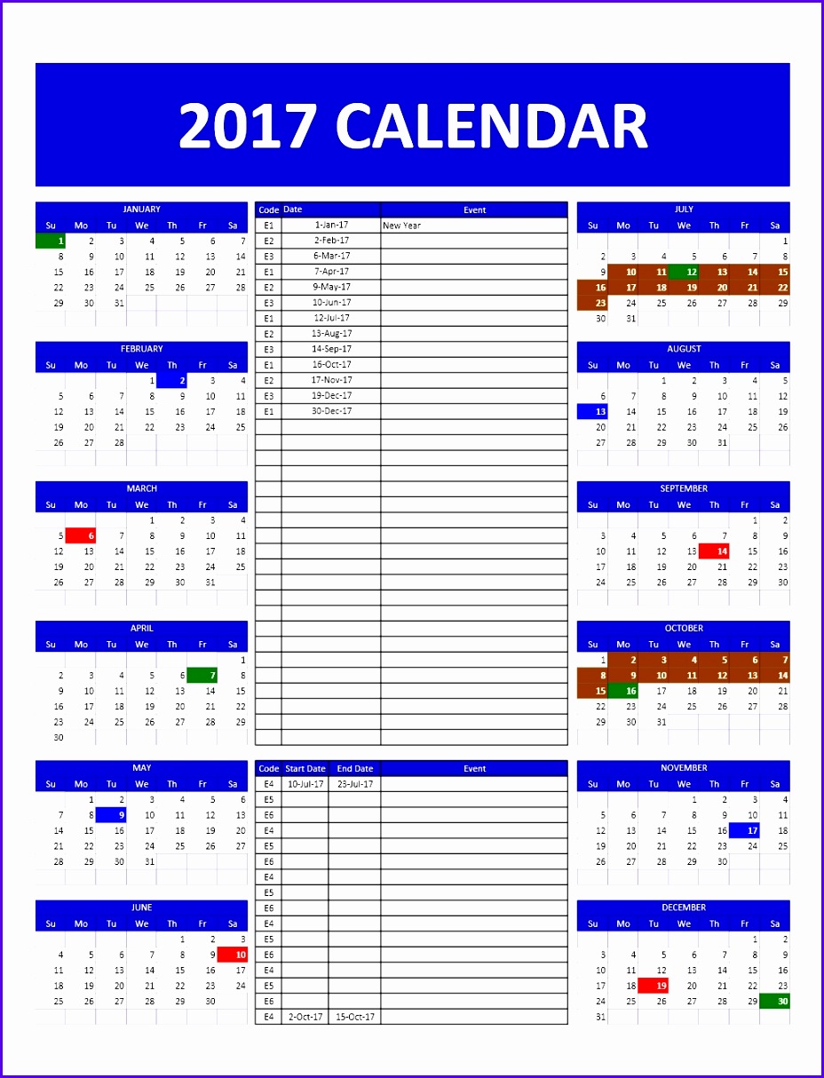 2017 Calendar Template Model 2 9281214