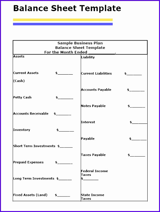 Small Business Balance Sheet Template Balance Sheet Template Printable 517685