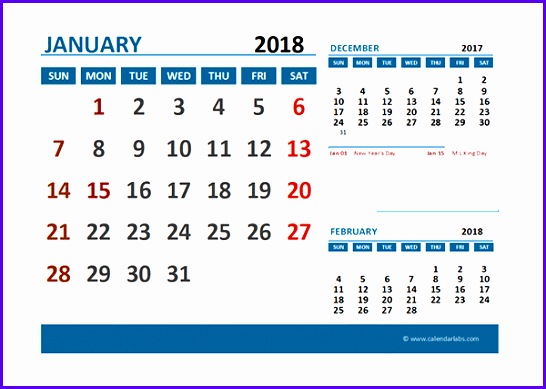 2018 Excel Calendar with Holidays 546389
