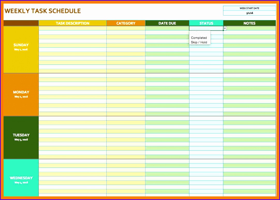 weekly planner template excel weekly task schedule template 1082771