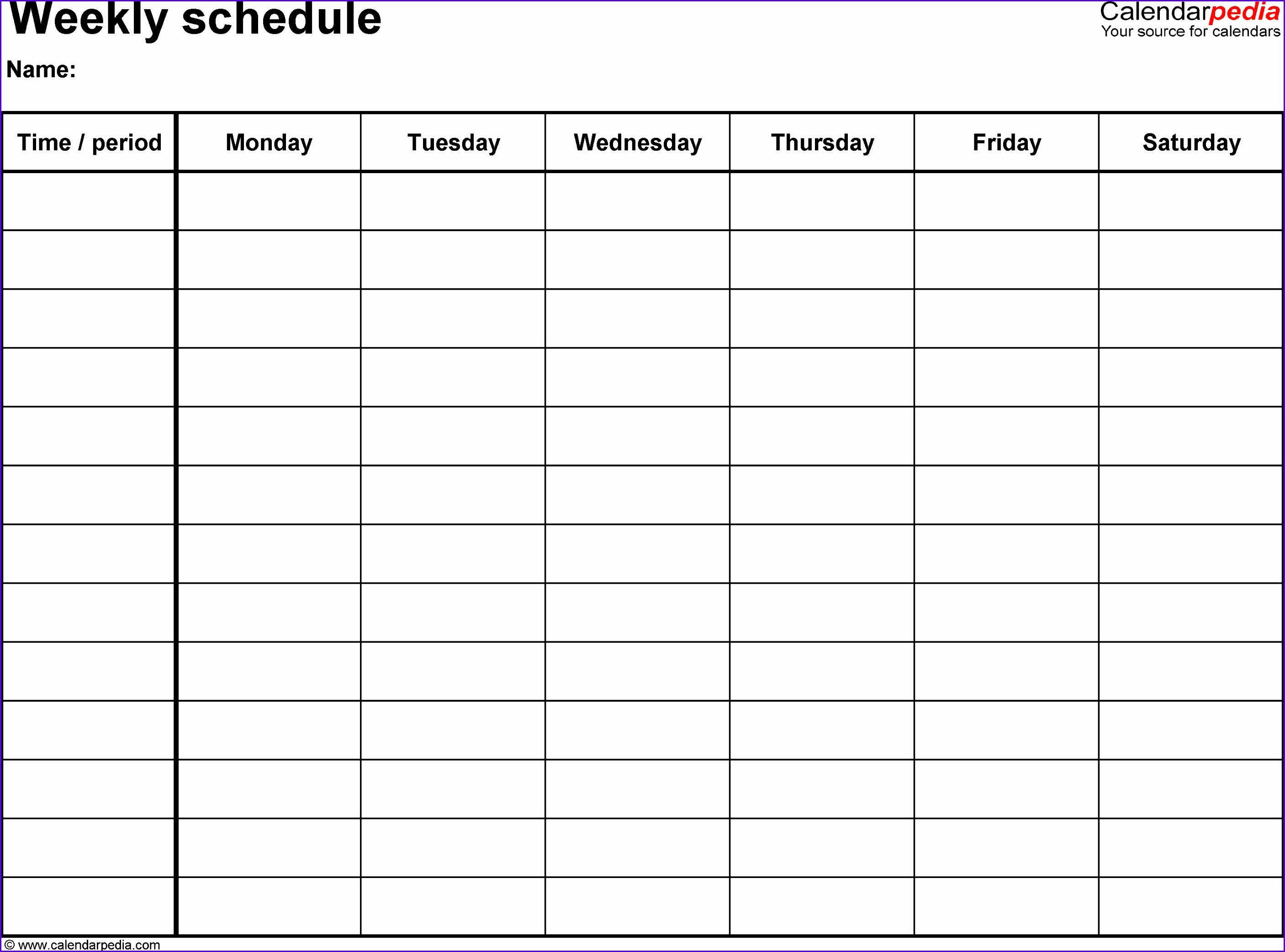 Weekly schedule template for Excel version 8 landscape 1 page Monday to Saturday 28132084