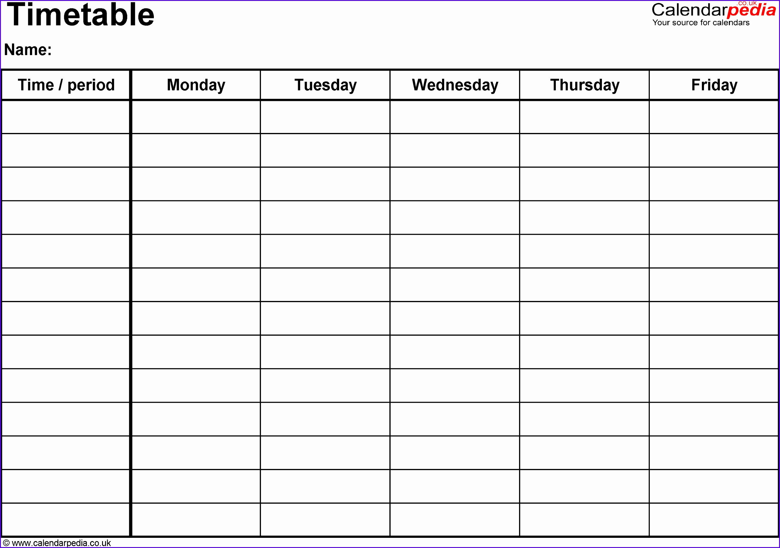 excel timetable