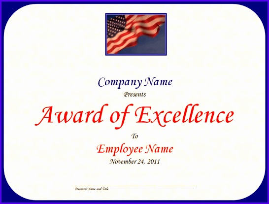 Excellence award with US flag and sky 546414
