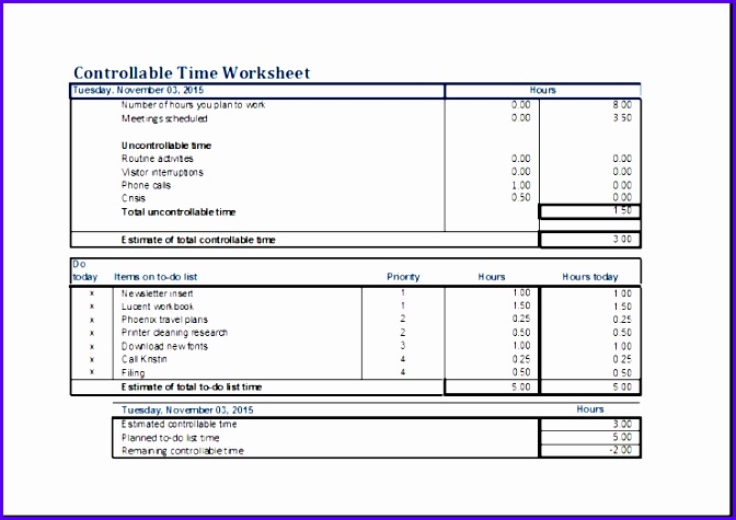 controllable time worksheet Controllable Time Worksheet Template MS Excel 672475