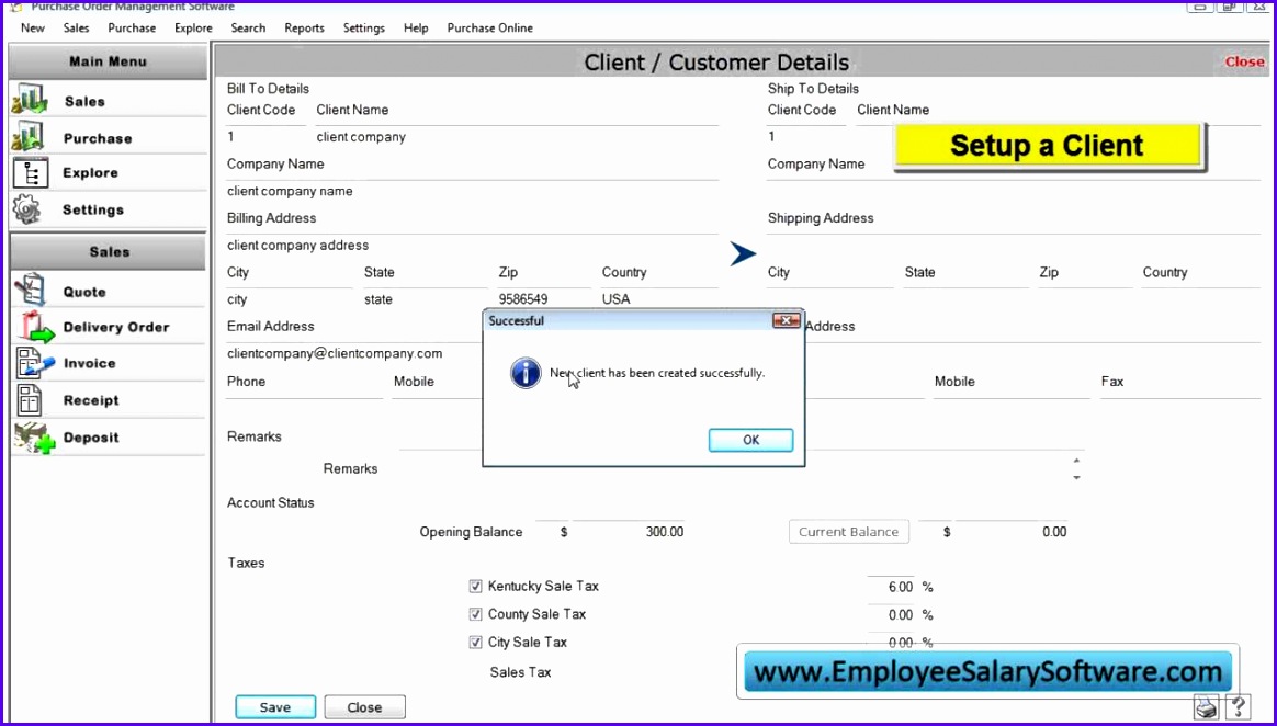 purchase order software how to issue PO template manage inventory stock employeesalarysoftware