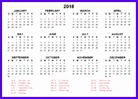 2018 Yearly Calendar Planner 200144