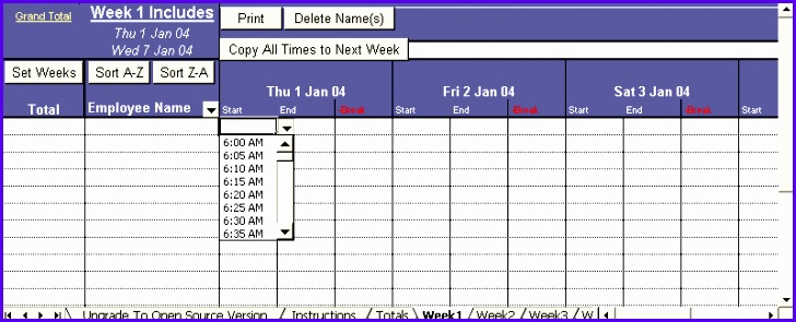 Excel Timesheet Template 728295