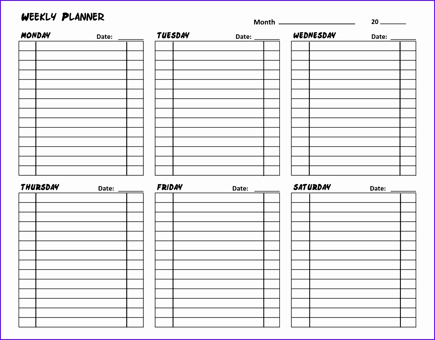 Weekly Planner Template Excelnthly Dinner Planner Template