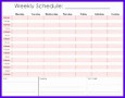 12 Weekly Schedule Template Excel Free