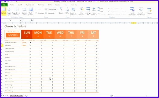 weekly to do list template excel weekly chore schedule template for excel 2013 2 580x355 PinKGQ 527326