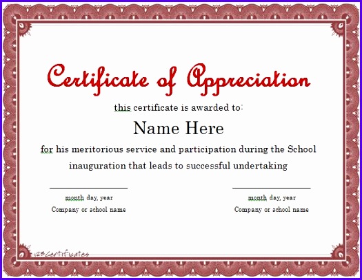 Certificate of Appreciation 01 525407