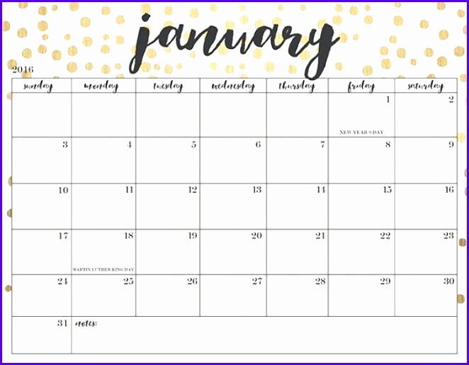 January 2018 Calendar Cute 662515