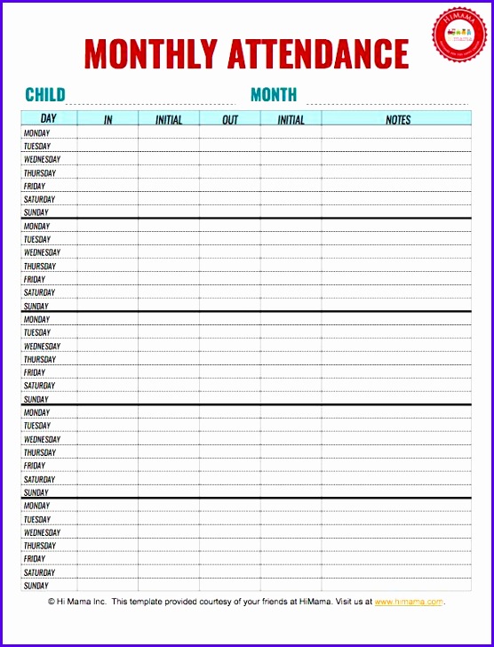 monthly attendance sheet template excel 556728