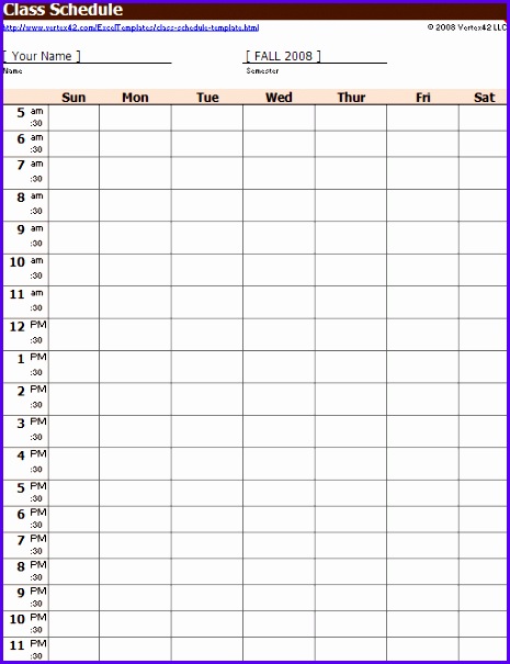 Schedule Maker Template Weekly Class Schedule Template For Excel 465605