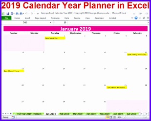 2019 Calendar Year Planner Excel Template 2019 Monthly Planner Calendars Year 2019 Planner Calendar 309248