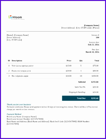 Teal Time Invoice Sample Excel 347454