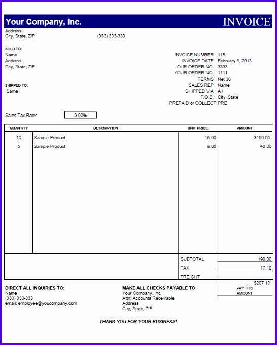 Excel Invoice Template Mac Free Invoice Templates Invoiceload 546681