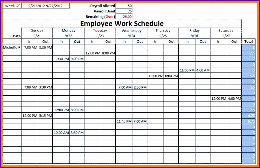 monthly employee schedule templateee excel employee schedule template