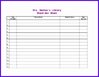 Classroom Library Check Out Sheets 318248