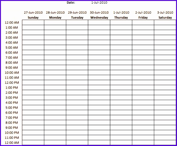 weekly itinerary template Weekly schedule template in excel