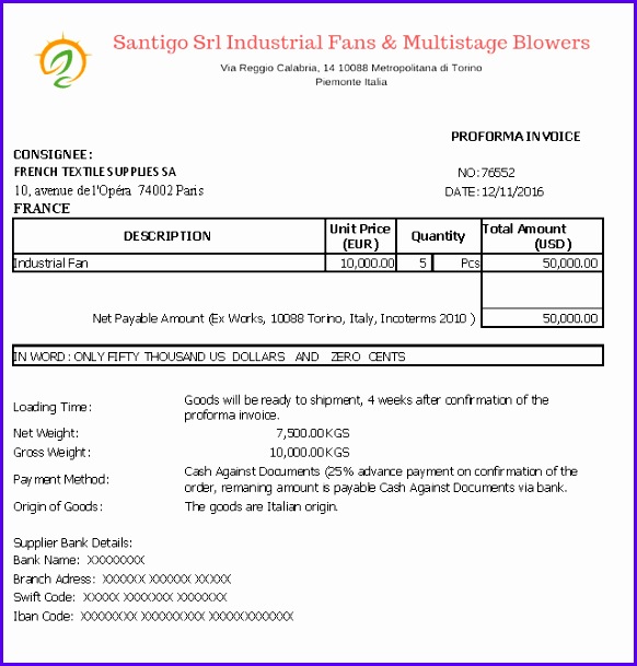 As an exporter if you are willing you prepare a proforma invoice with Ex Works delivery term you can use our free Microsoft Excel Template 582609