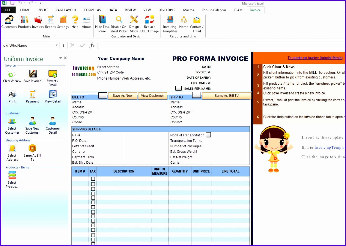 Proforma Invoice Format in Excel UIS Edition