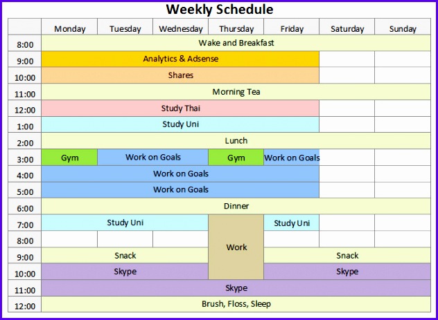 excel schedule template 632463