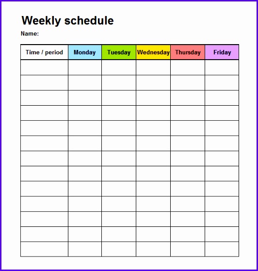 weekly planner excel template 532559